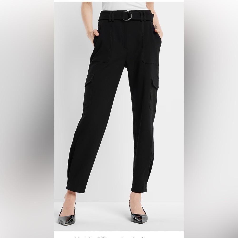 Express Super High Waisted Belted Cargo Pant Green Women Size 4 NWT